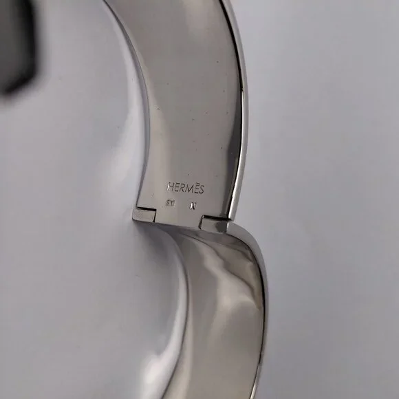 Hermes Clic Clac H Bracelet Blanc Silver White Enamel Bangle Size Small PM - Picture 15 of 16